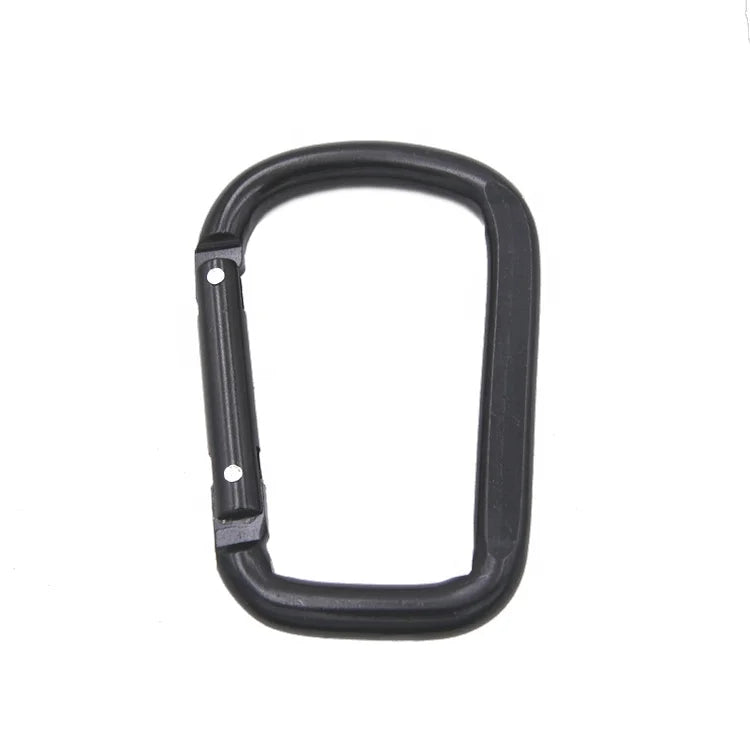 8cm Black Square Aluminum Carabiner Hook Heavy-Duty Spring Clip for Bag Hiking Outdoor Camping Backpack Keyring & Daily Use