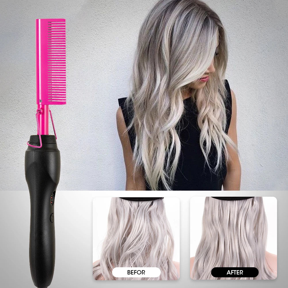 New 4 Color in Stock Hot Comb High Heat Press Comb Professional Hair Straightener Pressing Electric Hot Comb for Human Hair W
