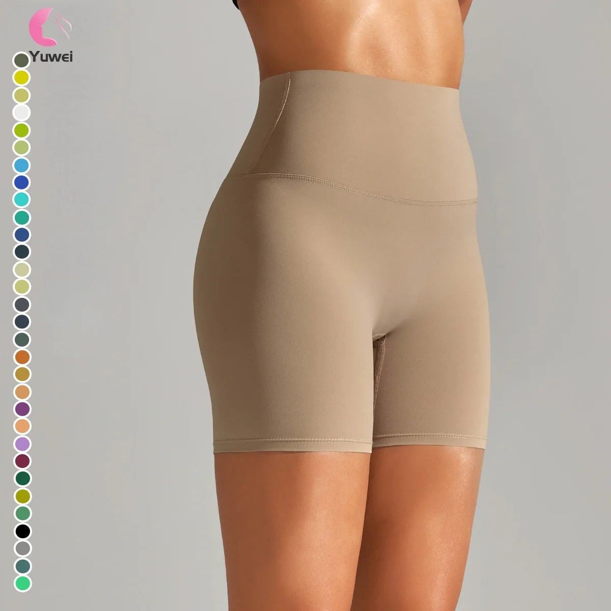 High-Waisted Butt Lifting Soft Workout Pants Tummy Control Yoga Shorts with Solid Pattern for Sports Fitness