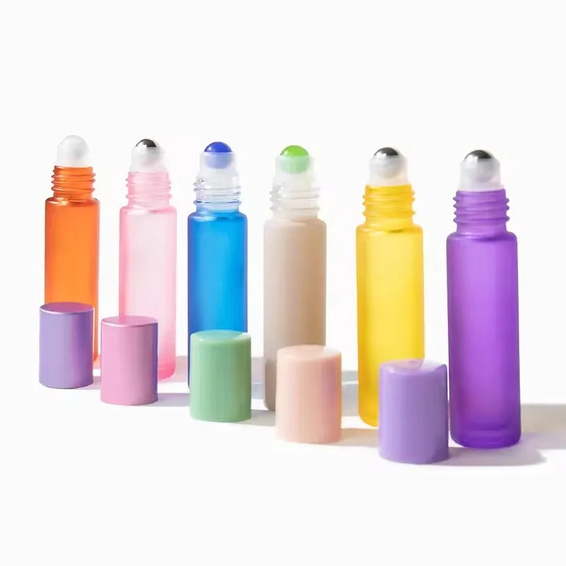 Hot Selling 10ml Color Perfume Glass Roller Bottles with Screw Cap Boxed Essential Oils and Face Cream Roller Bottles
