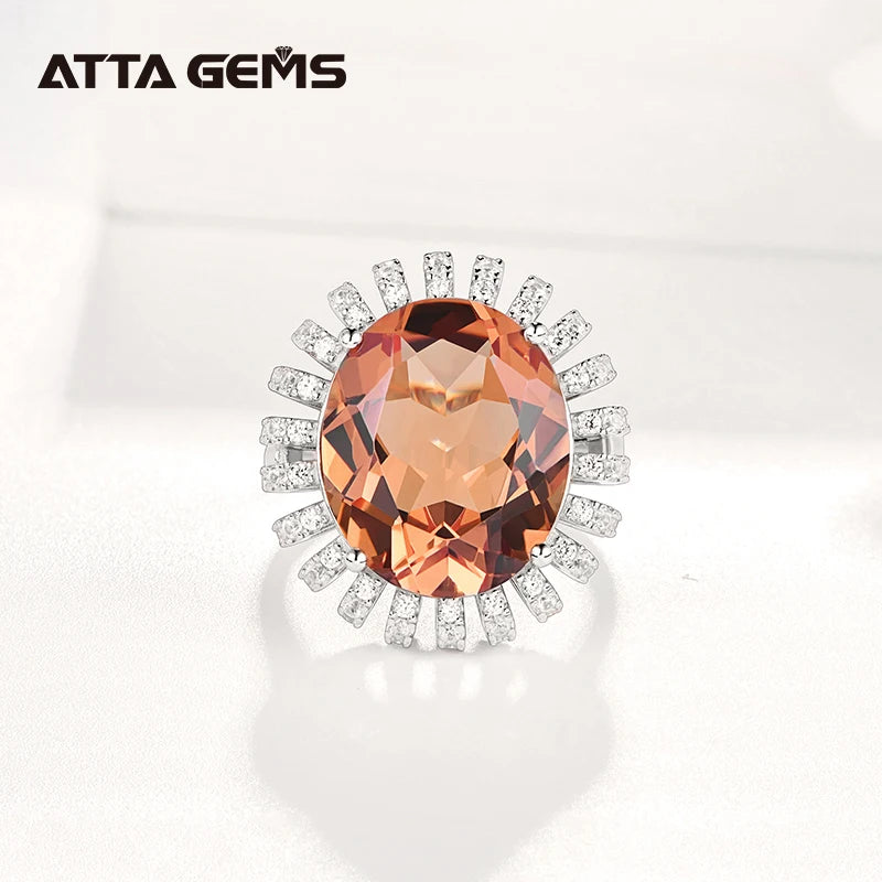 17*14mm Oval Cut Fine Jewelry Ring Created Stones Color Change Diamond 925 Sterling Silver Jewelry