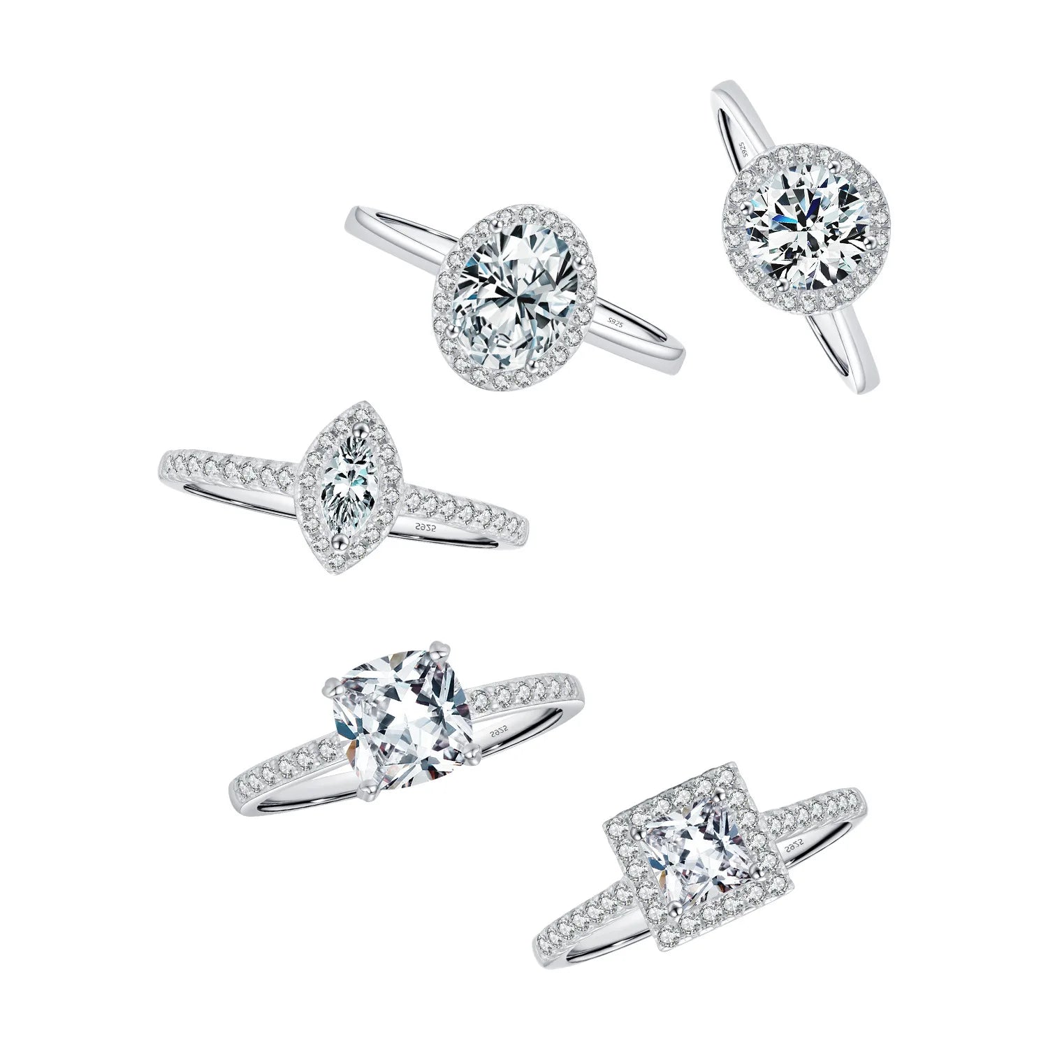 Daidan Bling Halo Marquise Silver Jewelry Oval Iced Out Zircon Engagement Wedding Rings