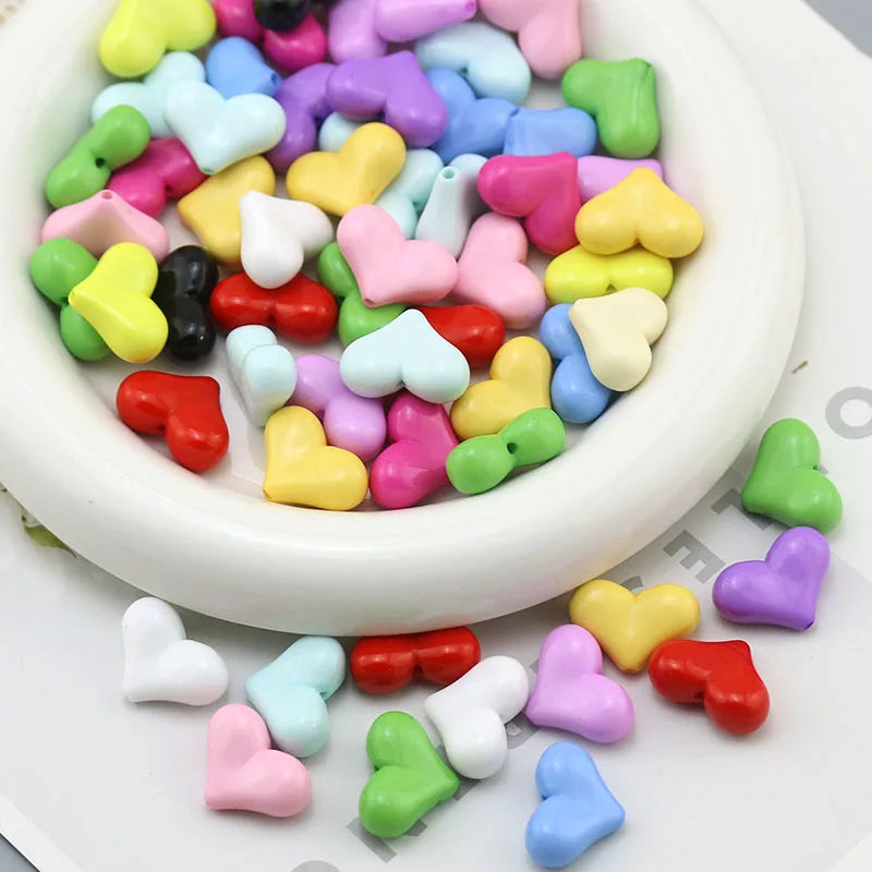Wholesale Plastic Heart Beads Size 22*17mm Loose Beads Candy Color for DIY Jewelry Phone Case Making Accessories