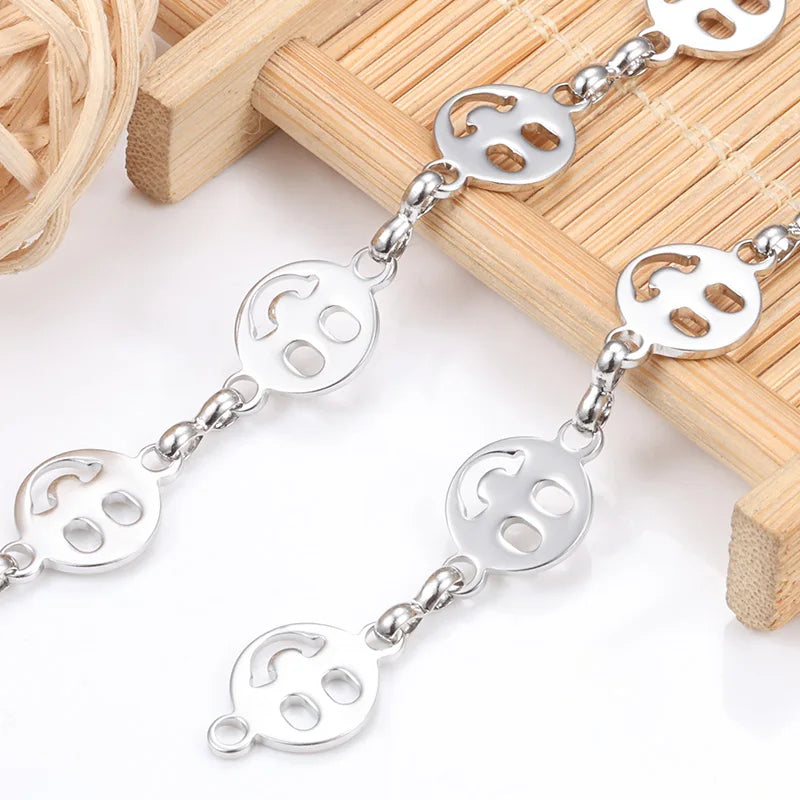 Smile Face Chain Big Size Titanium Stainless Steel Chains for Women Men Couple Chain for DIY Jewelry Making