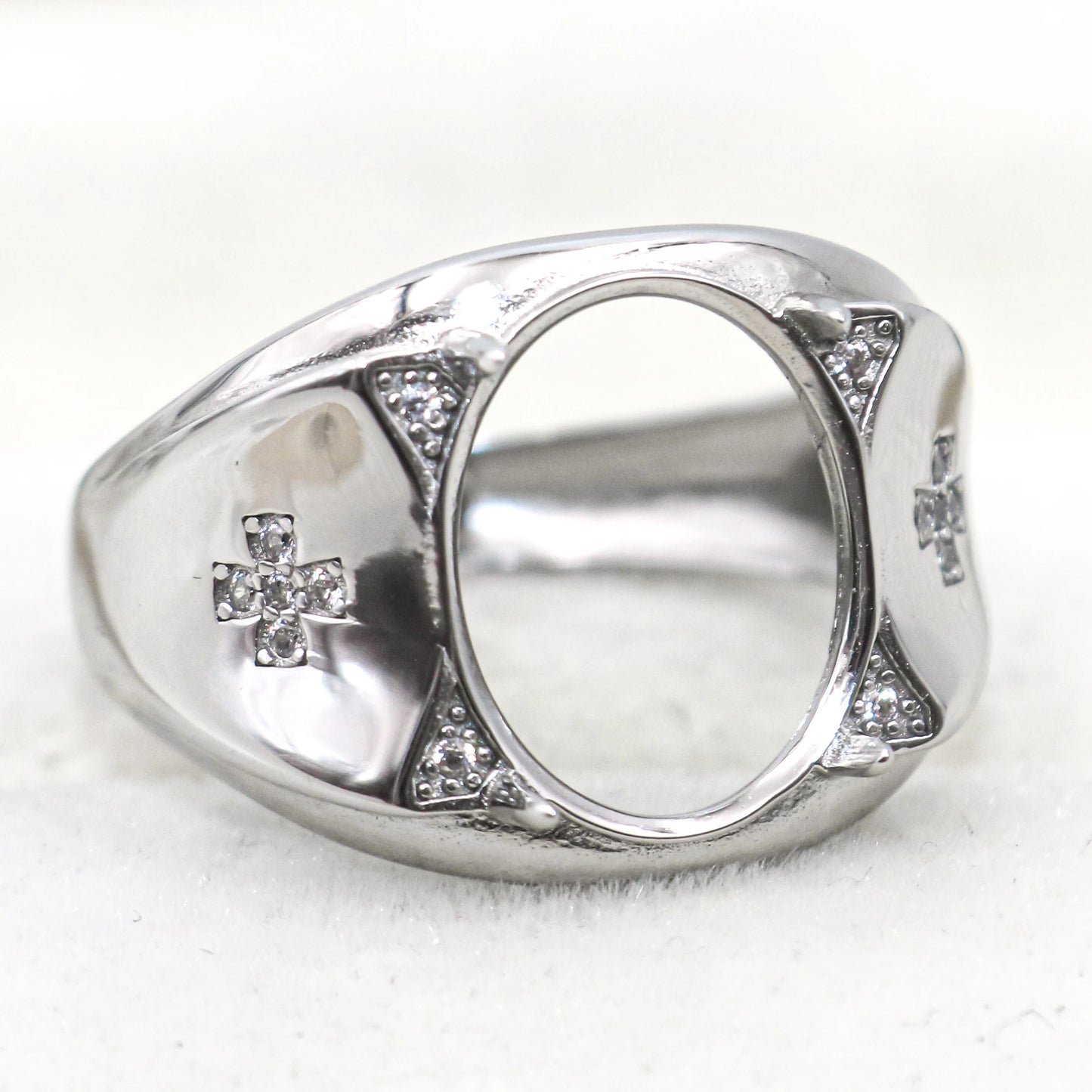 Sterling Silver 11*14mm Semi Mount Men's Ring Frame Empty Blank Claw Setting S925 Base Holder Without Center Stone for DIY In