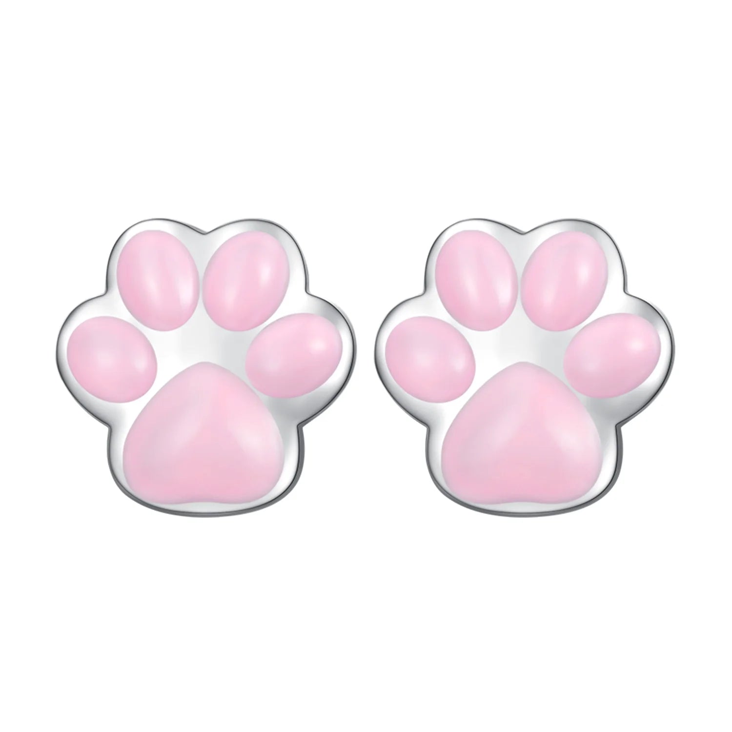 Factory 925 Sterling Silver Lovely Pink Cat Ear Hoop Earrings for Women Mini Cute Pet Paw Studs Clips Girl Jewelry Gift SCE15