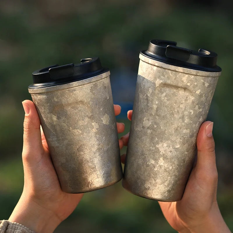 Double Layer Titanium Cup Heat Insulated Double-wall Tea Coffee Water Cup Mug Camping Tableware Hiking Picnic 380ml/480ml