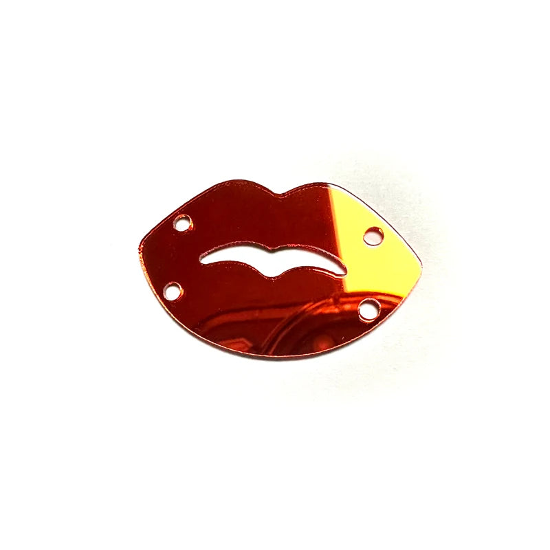 26*40mm Red Lip Mirror Wearing Ring Handmade Sequins Acrylic Hollow Hemline Nightclub Dress 1.4mm Thickness OEM