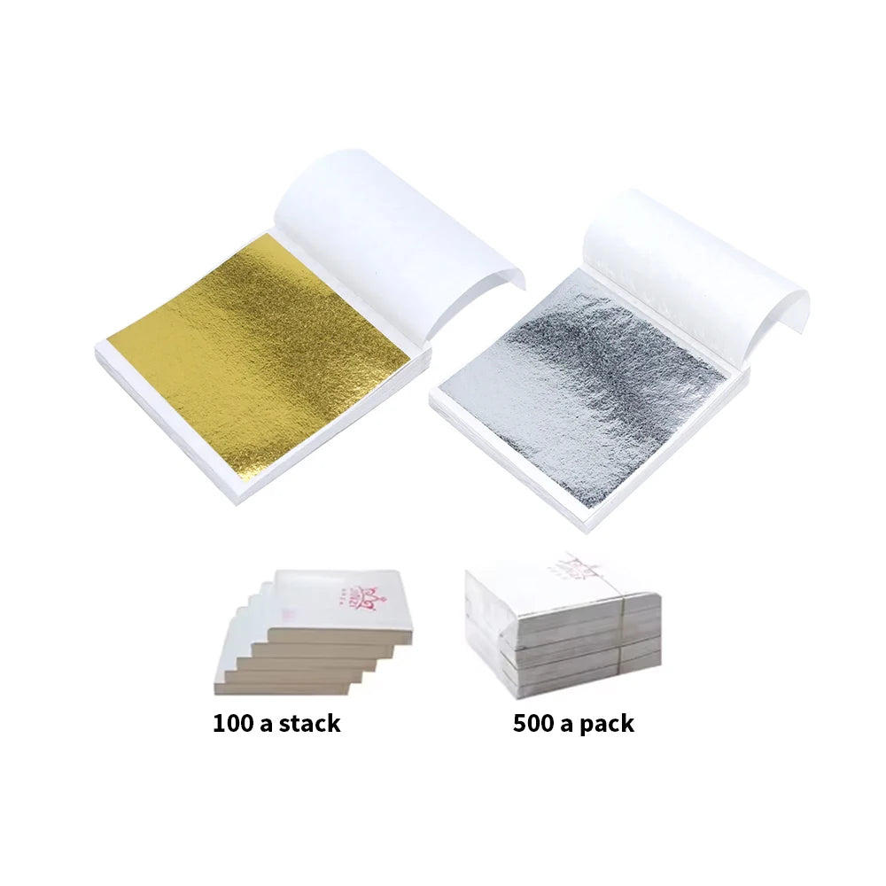 Factory Direct Sale Taiwan Gold Leaf Sheets 100P/Pack Colorful Gold Leaf Foil for Craft Art Furniture Diy Nails Decoration