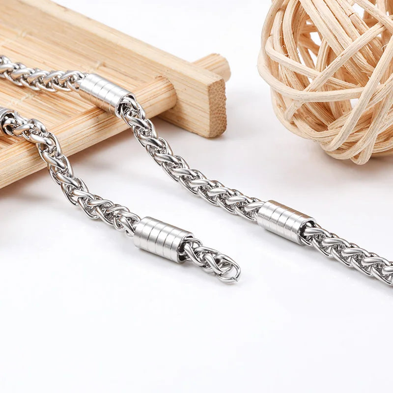 Handmade Thick Rope Chain for Men 304L Titanium Stainless Steel Spacer Bead Chains for DIY Jewelry Necklace