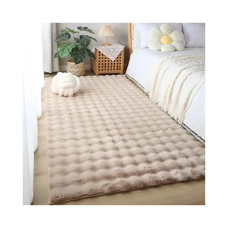 Nordic High-Density Thickened Rug Room Carpets Bubble Plush Carpet Soft and Comfortable Door Mat Furry Cream White Floor Carp