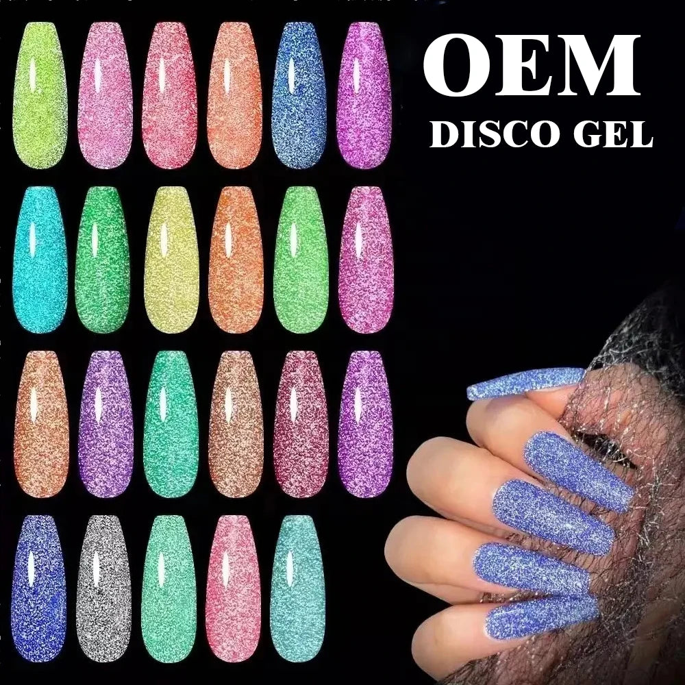 RONIKI Flash Diamond Disco Gel Polish Customized logo Private Label Reflective Glitter Gel Nail Polish for Salon