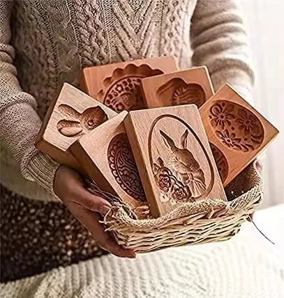 New Design Kitchen DIY Cookie Biscuit Presses Stamps Kitchen Cake Bakery Gadgets Wooden Cookie Mold for Baking