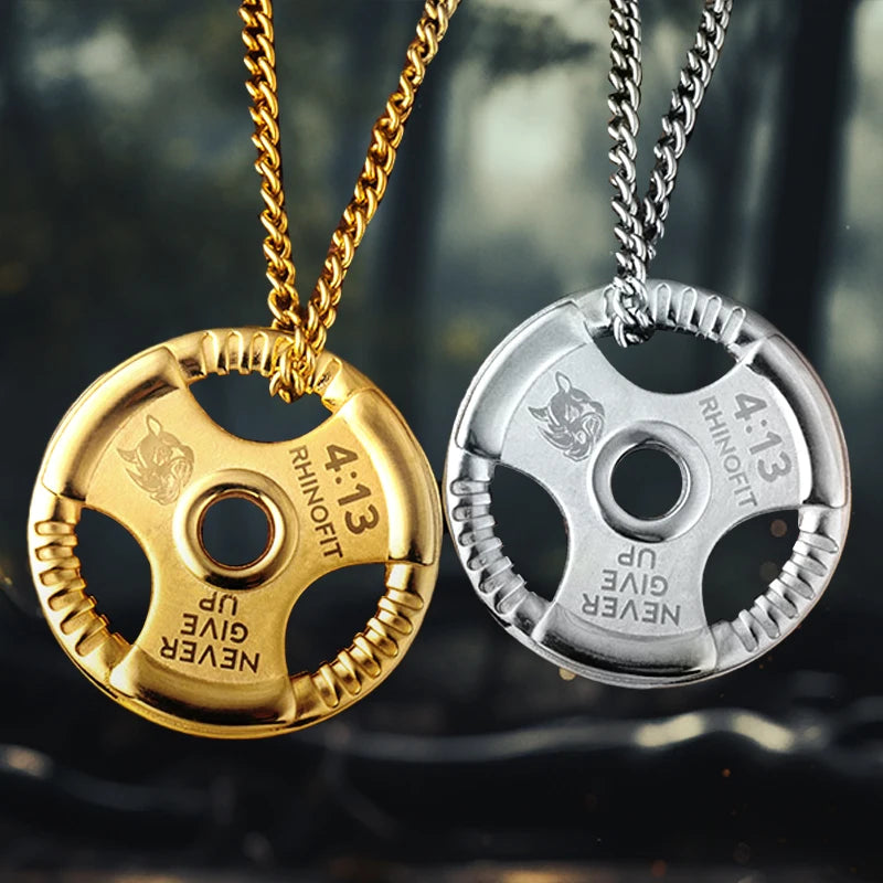 316L Stainless Steel Fitness Dumbbell Necklace Designs Bodybuilding Fitness Equipment 18K Gold Plated Pendants and Amulets