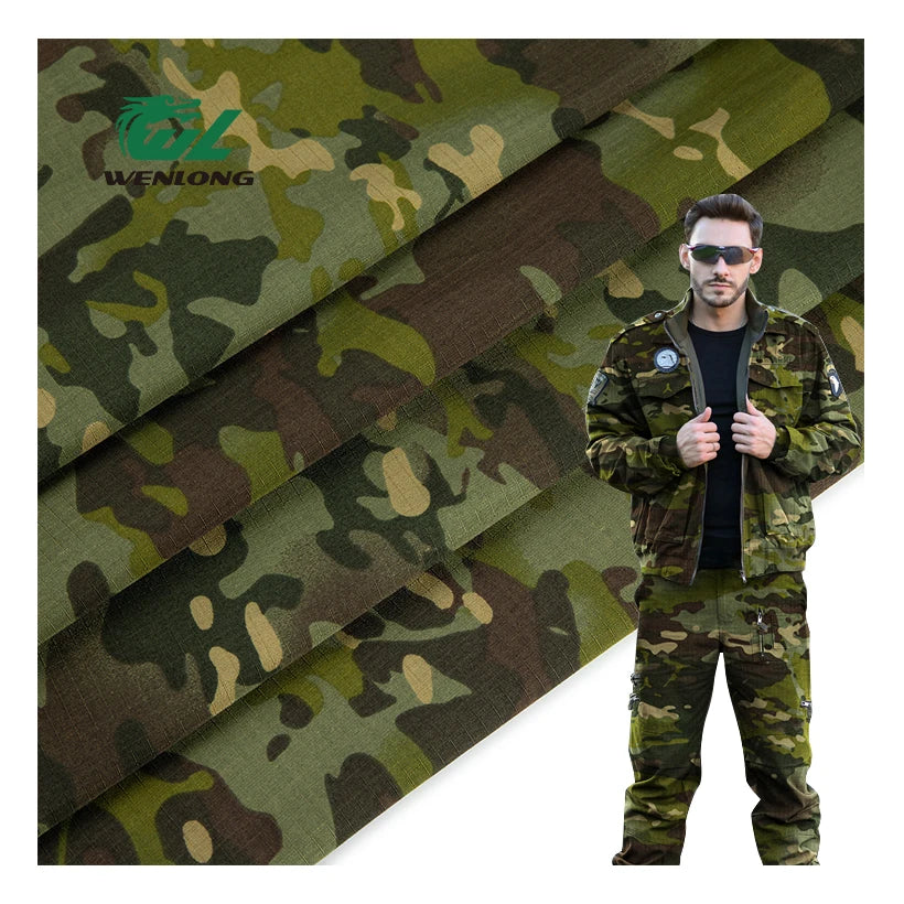 RTS T/C 8020  Poly/Cotton Green CP Anti-Tearing Camouflage Ripstop Fabric for Tactical Gears