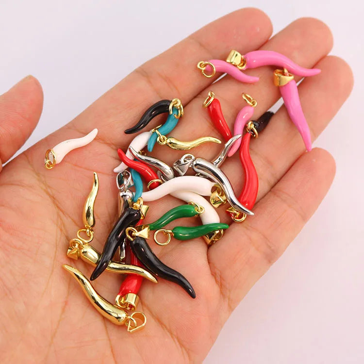 CZ8813 Fashion 18K Gold Plated Red Enamel Multi Colored Chilli Pepper Charm Pendants for Stylish Jewelry Making 2026