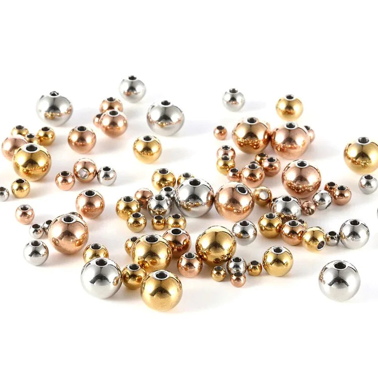 Wholesale Stainless Steel Smooth Round Spacer Beads Bracelet Necklace DIY Jewelry Making Accessories