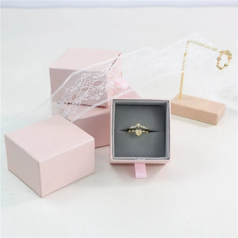 Luxury Drawer Gift Paper Cardboard Custom logo Printed Velvet Bracelet Earring Necklace Ring Packaging Jewelry Box