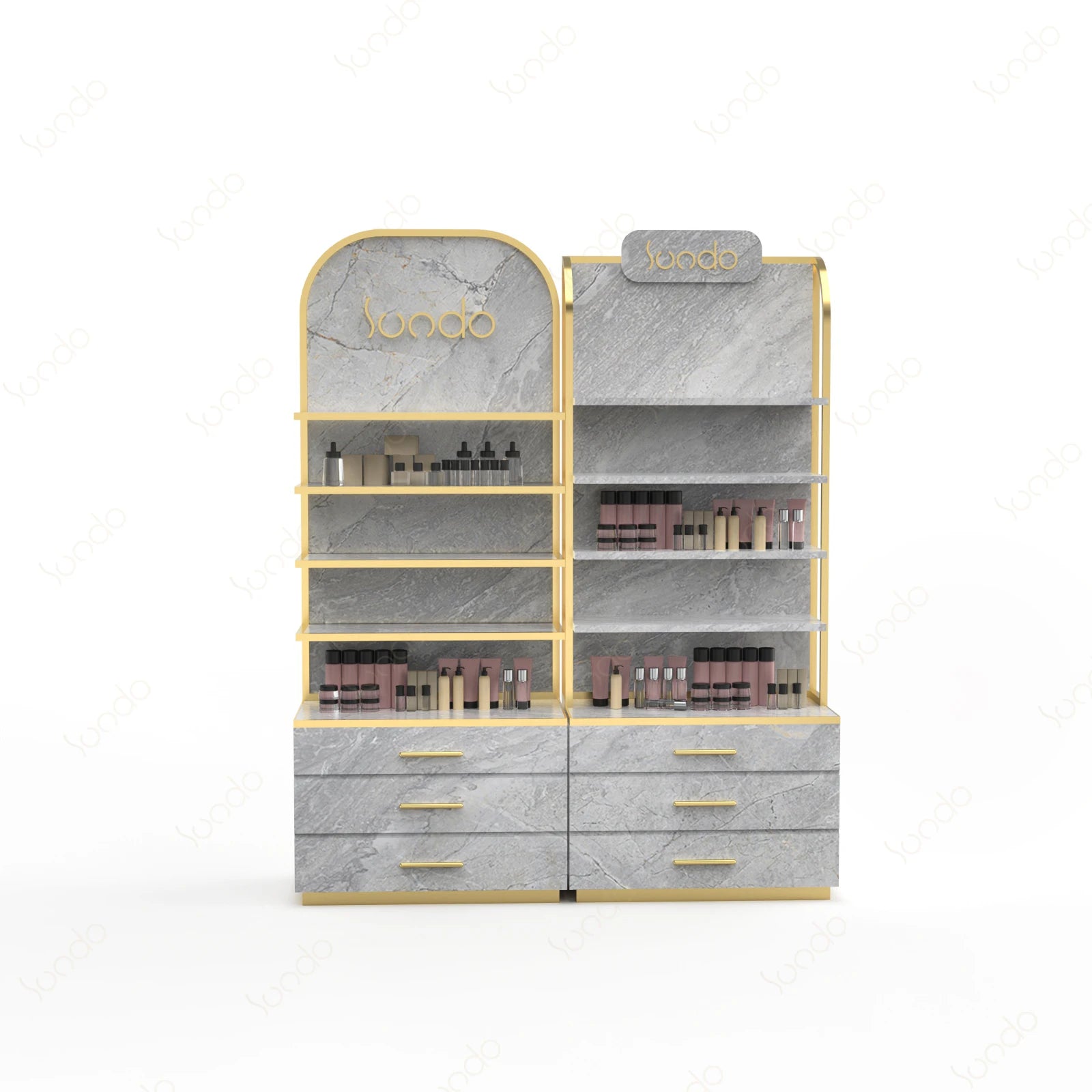 Wholesale SUNDO Perfume Display Cabinet J-jdc-032 Dark Brown Beauty Salon Handmade Makeup Accessories Storage Customizable Co