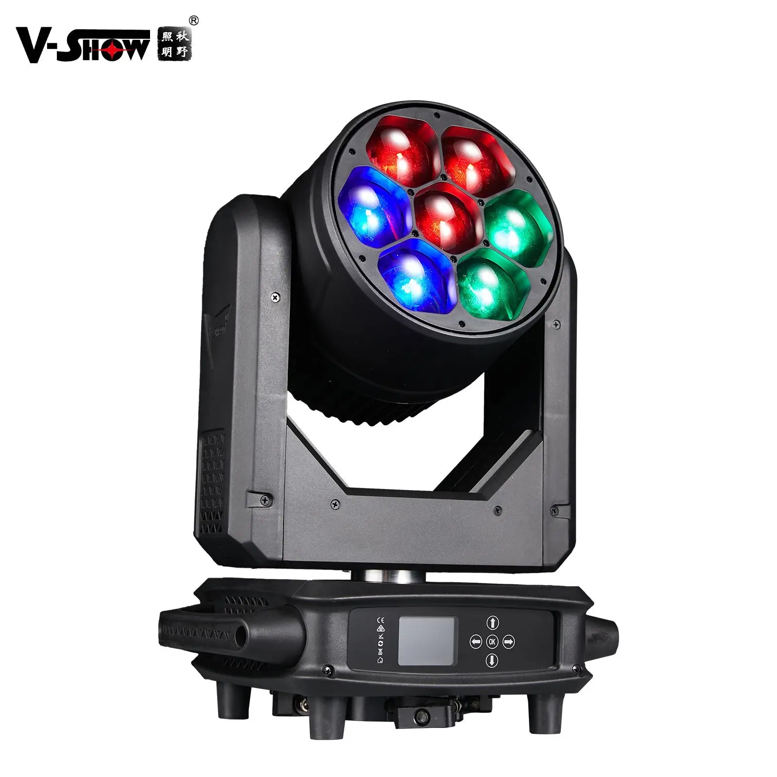 VSHOW R740L 1pcs DMX Splash Lights 7PCS 40w Beam Wash Zoom Light Led Stage Lighting RGBW 4in1 Moving Head