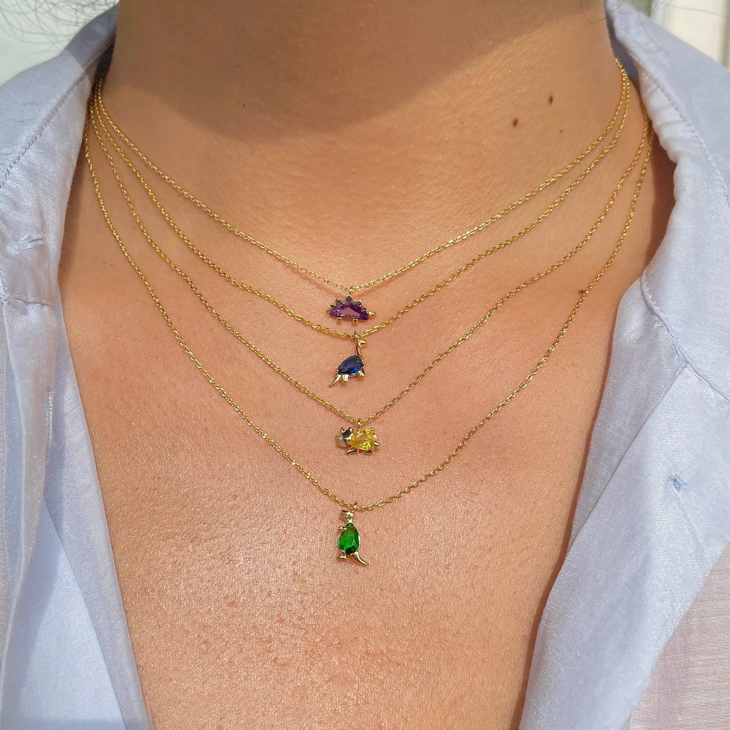 ZUOLA Factory Direct Custom Dinosaur Theme 5A CZ Real Gold Plated Trendy Jewelry Boutique Accessories Necklace Bracelet Ankle