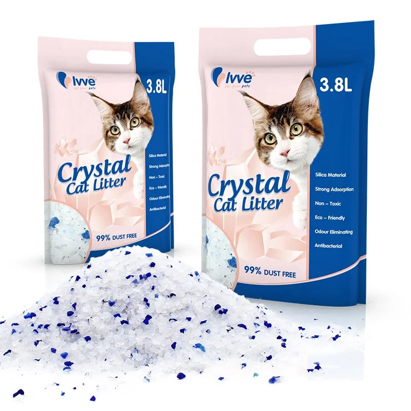 Super Absorbent Easy Clean Pet Safe Cat Litter Blue Silica Gel Crystal Litter Sand for Cats