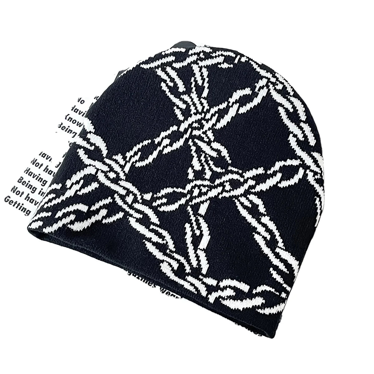 Unisex Acrylic Jacquard Winter Cap Fashionable Hip Pop Style 3D Embroidery Logo Graphic Chain Pattern Warm Knitted Sport Trav