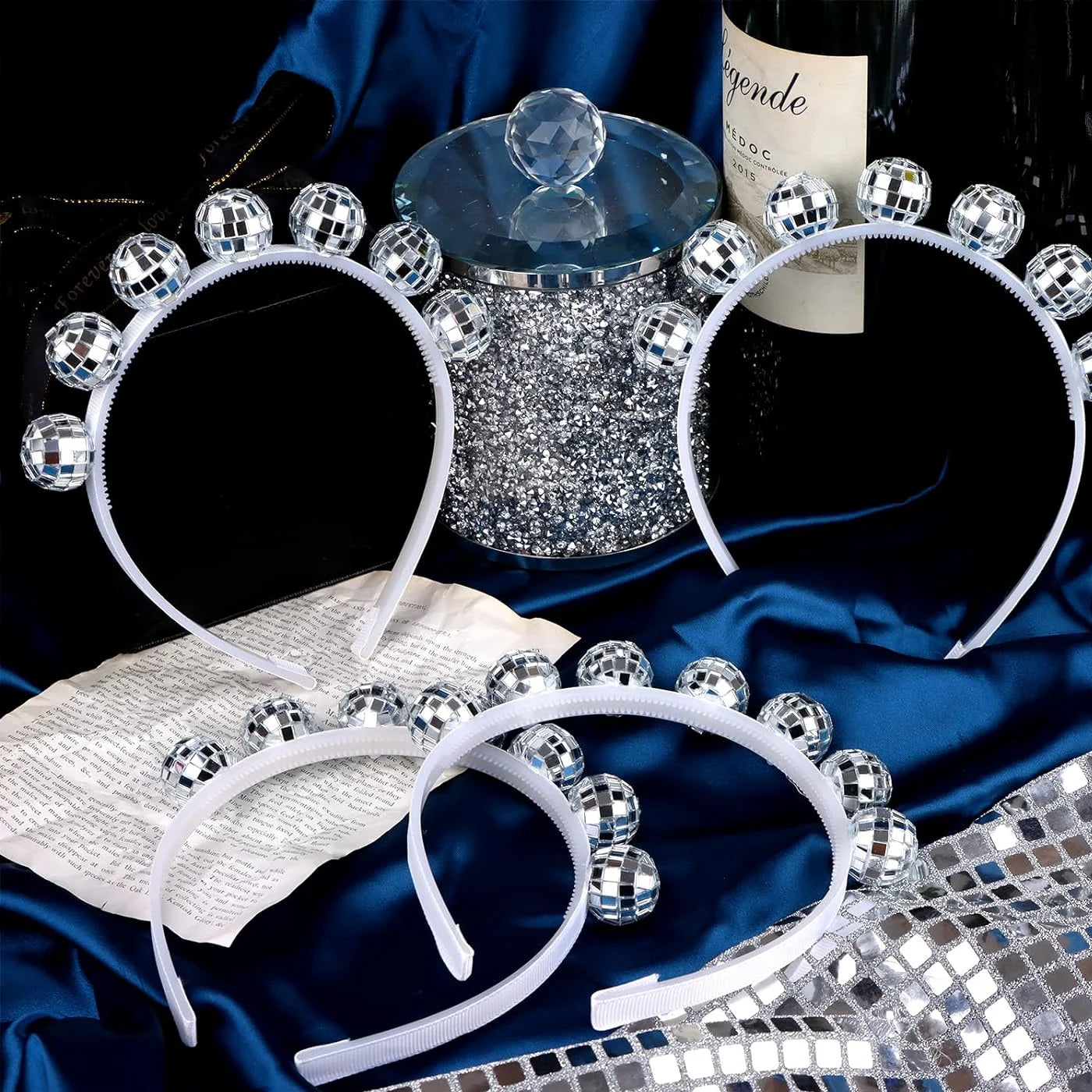 Factory Wholesale Vintage Party Props Silver Gold Women Performance Accessories Head Earring Disco Ball Headband