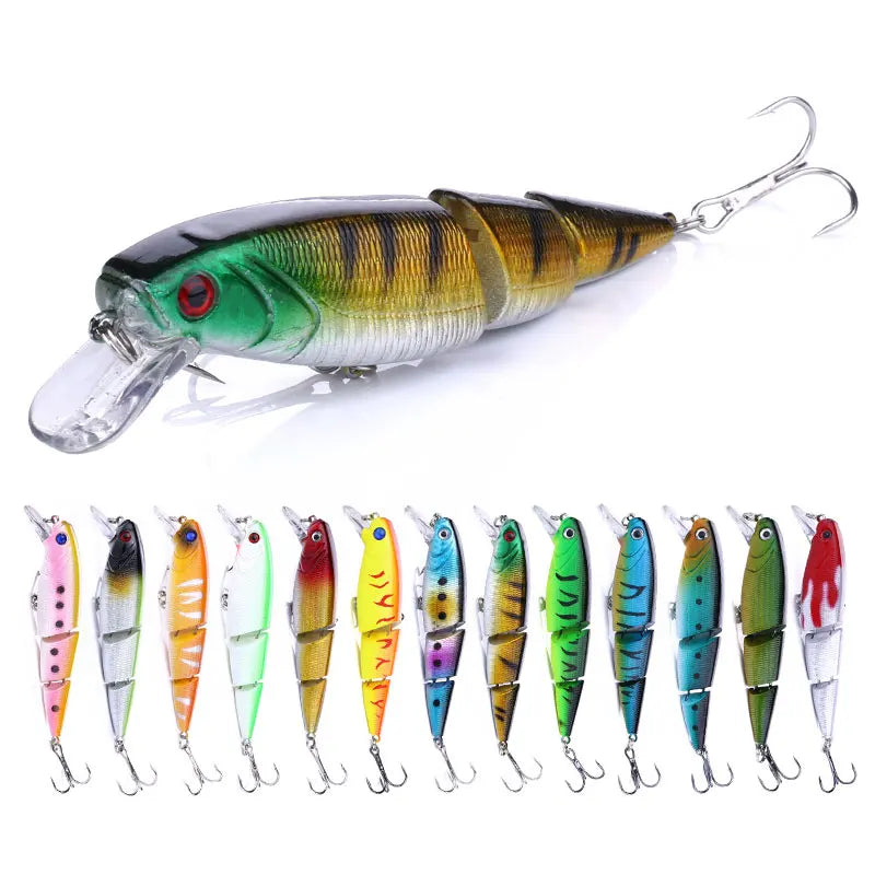 Wholesale JM001 10.5cm 14g 3 Sections Multi Jointed Minnow Fishing Lures for Bass Pike Trout