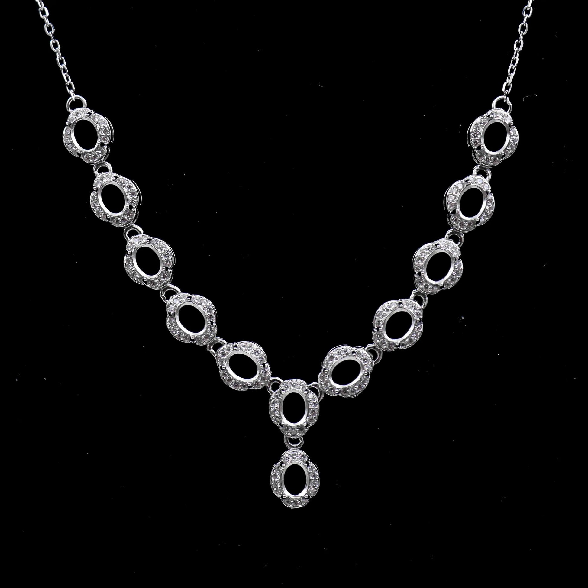 Sterling Silver 4*5mm Semi Mount Necklace Empty Support Blank Claw Setting S925 Base Holder Without Center Stone for DIY Inla