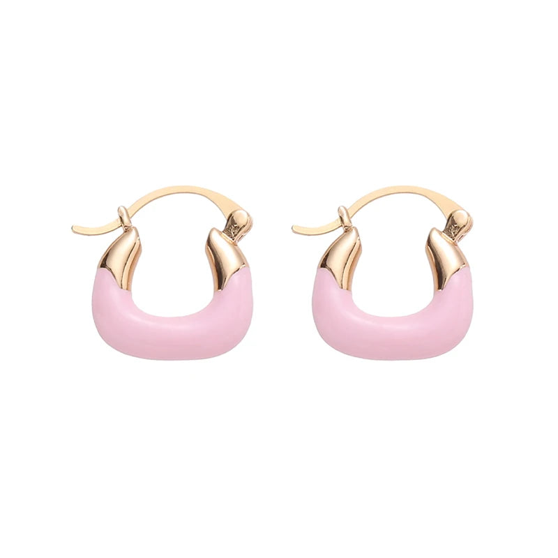 New Fashion Custom 18k Gold Filled Colorful Enamel Dripping Oil Huggie Hoop Earrings for Women Girls