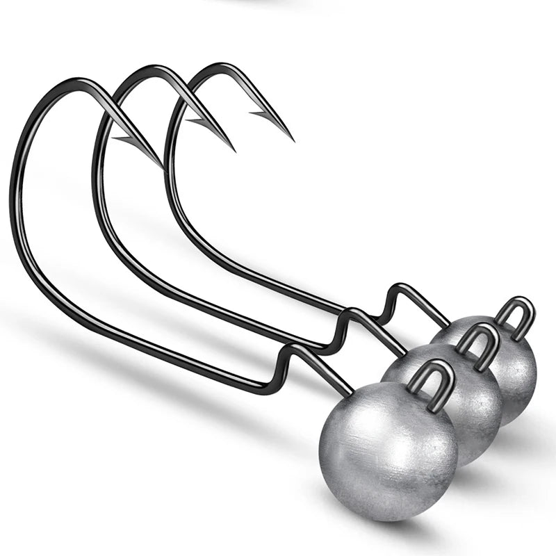 Jig Head Fishhooks 3.5/5/7/10g Weights Wide Crank Offset Fishing Hooks Soft Lure Jigs Barbed Hooks 5pcs/Bag