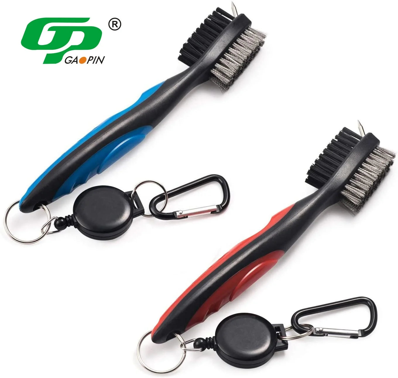 Wholesale Gaopin GP-523 19cm Dual-Sided Multi-Functional Golf Club Cleaning Brush with Copper & PP Hair Custom Logo Option
