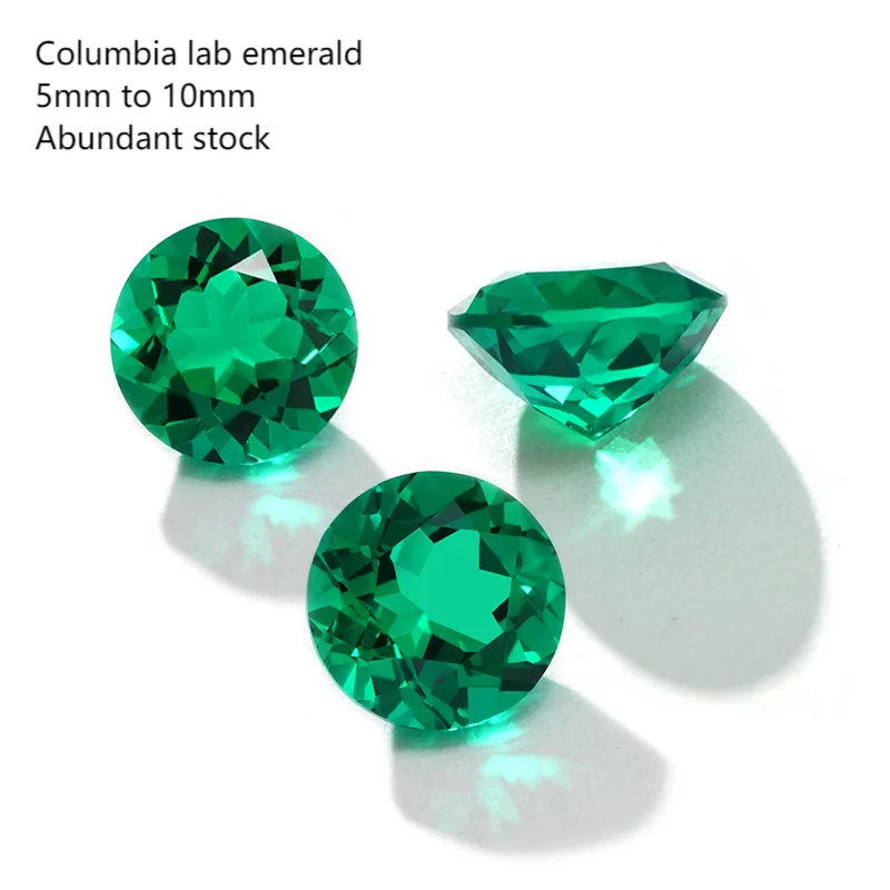 6.5mm 1ct Columbia Lab Grown Emerald Starsgem Round Brilliant Cut Clean Inclusion Hydrothermal Method Lab Color Gemstone