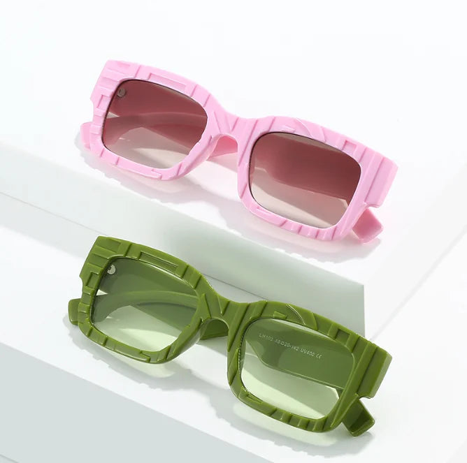 Small Square Sunglasses New Women Men Trends Hot Pink Wide Thick Sun Glasses  Concave Convex Shades Eyewear