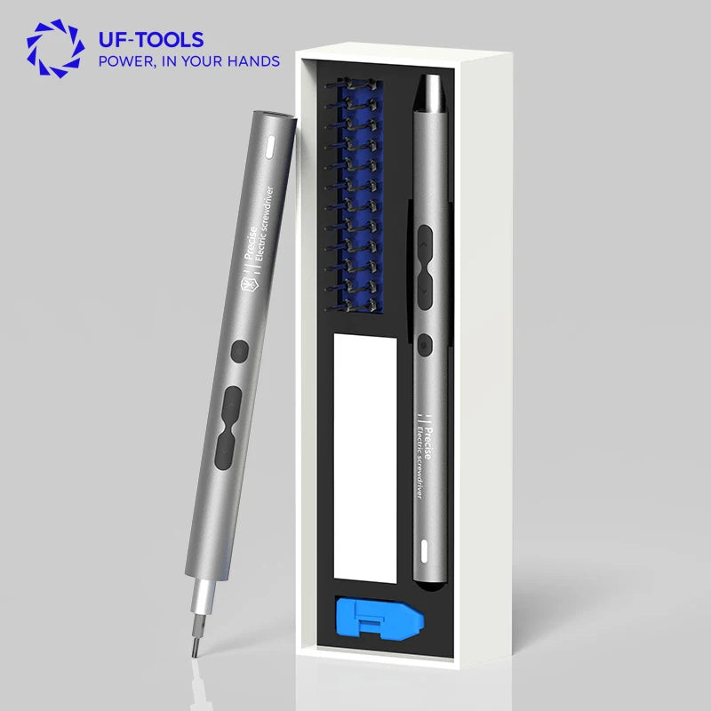 UFTOOLS 28 in 1 Rechargeable Cordless Screwdriver Set Manual & Automatic with LED Light for Laptop & Phone Electric Power Sou