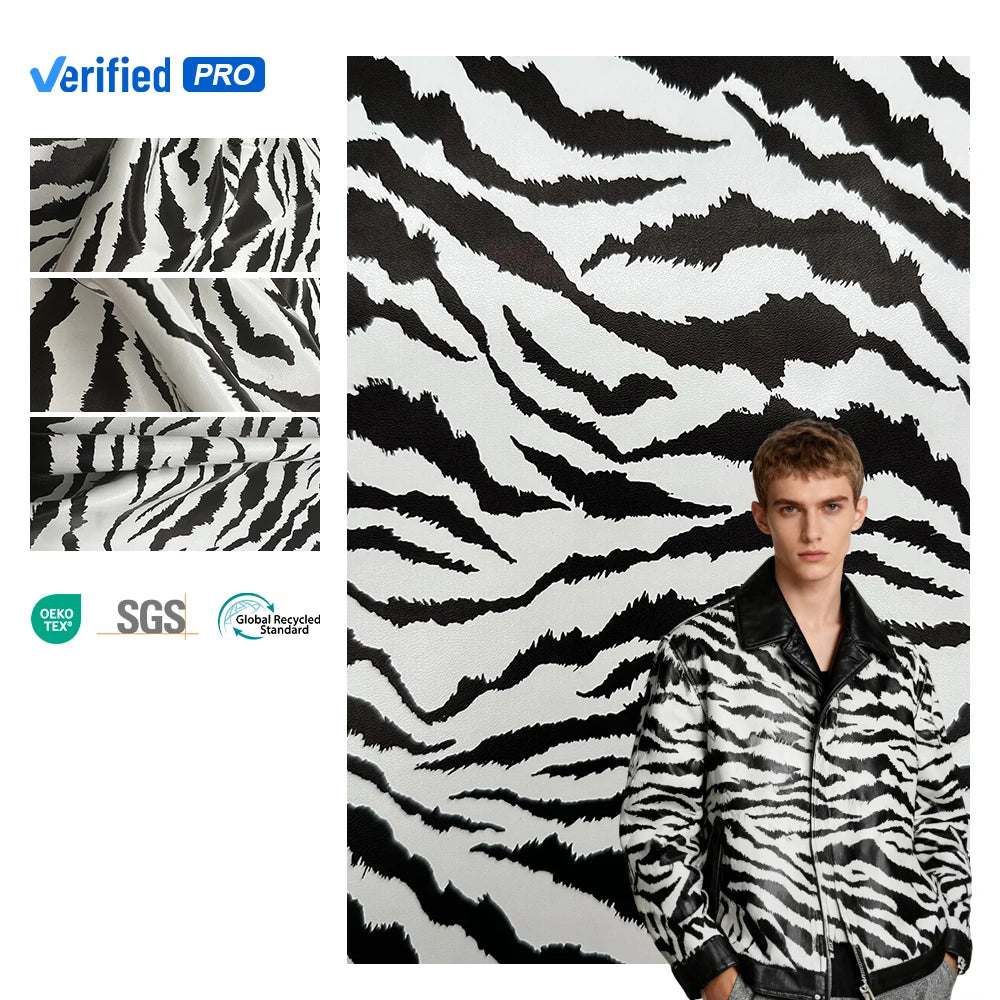 Top Selling Ready to Ship Tiger Print Digital Print Leather Fabric for Women's Jackets Printed Faux Leather