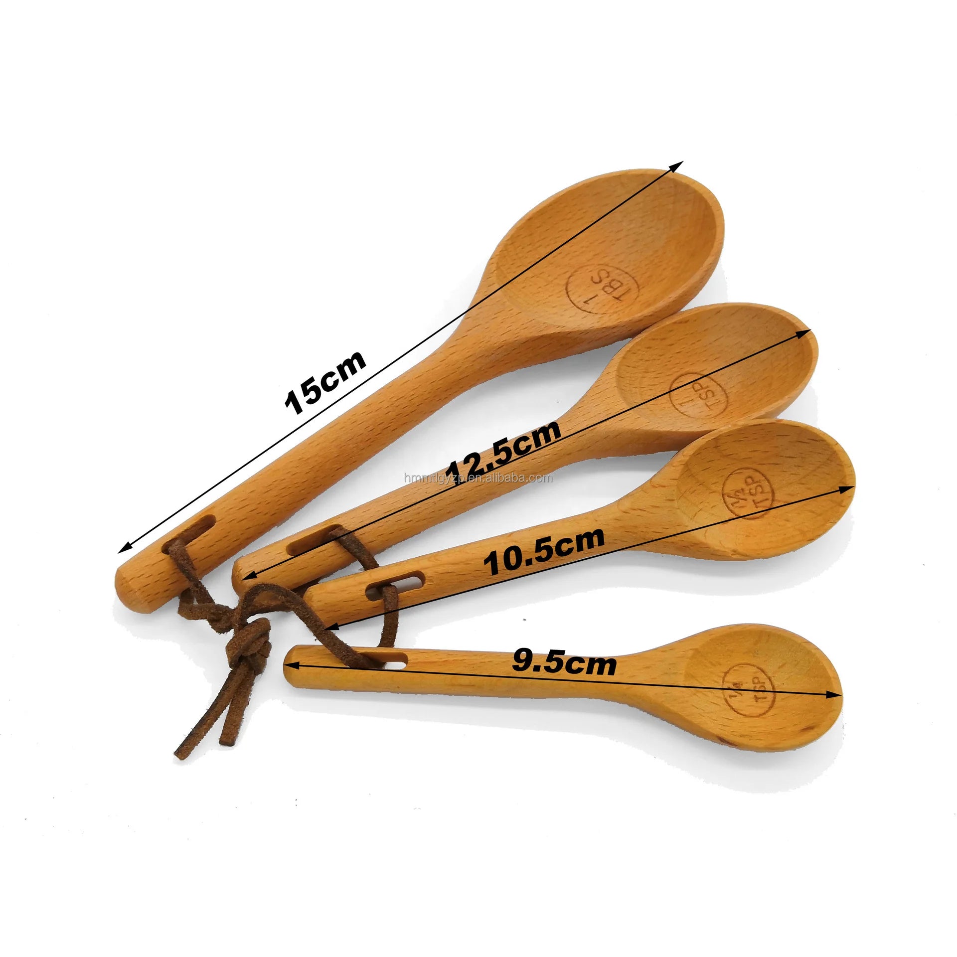 Four-Piece Eco-Friendly Wood Measuring Spoon Set 15ml/5ml/2.5ml/1.25ml Kitchen Tools with Weighing Spoon
