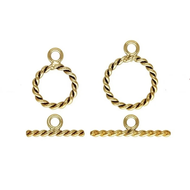 Non Tarnish GF 14K Gold Filled Twisted Toggle Bar Clasps for Necklace Bracelet Jewelry Making Findings Accessories