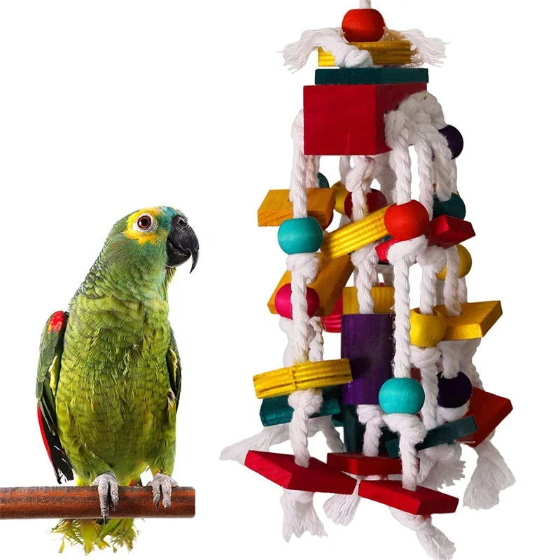Hot Sale Parrot Bird Standing Toys Cotton Rope Colorful Toy Chew Perches for Bird Cage Cotton Rope Bird Accessories
