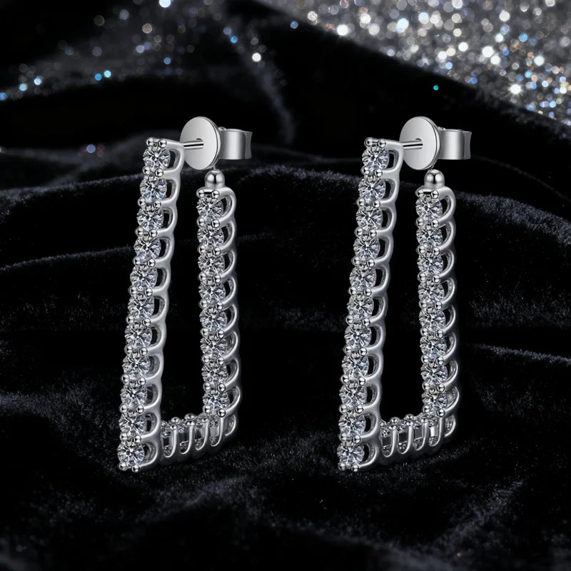 Light Luxury S925 Sterling Silver Vvs D Color Full Moissanite Stud Earrings for Women Fine Jewelry