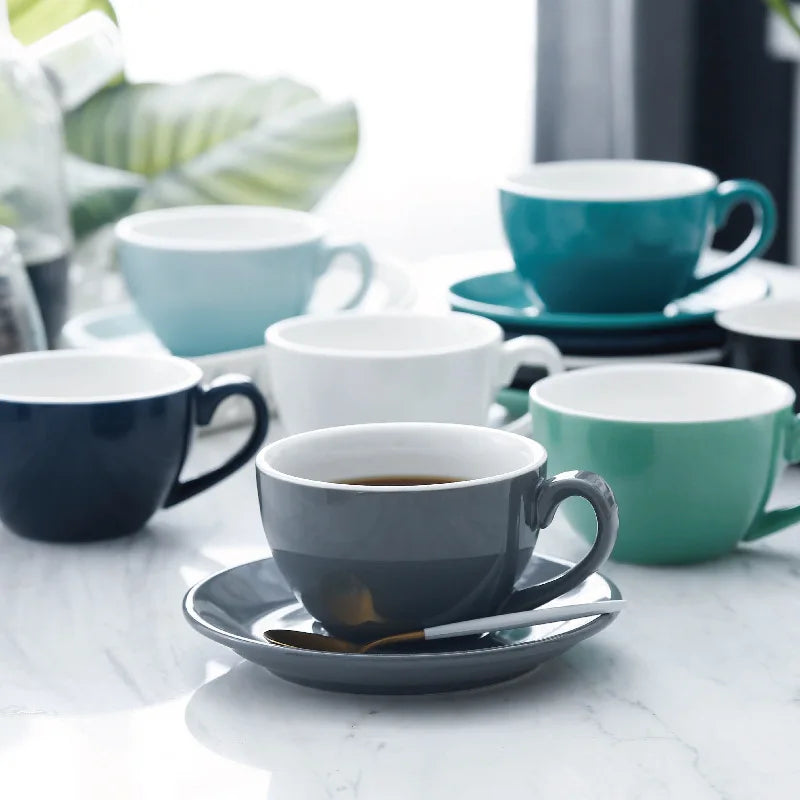 HY Custom Print Professional Colored Glaze 250ml Espresso Cup Set Coffee Latte Cups Porcelain Ceramic for Shops