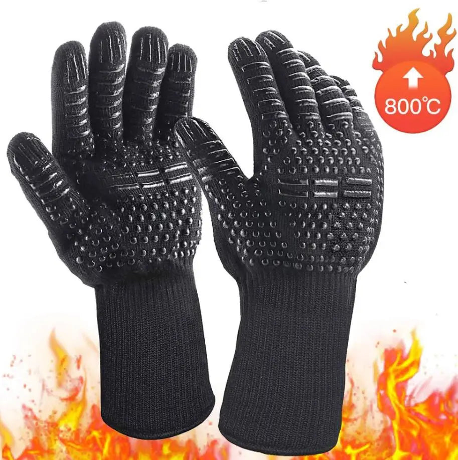 LIS HOME Printed Heat Resistant BBQ Gloves for Grill Cooking Kitchen Oven Use