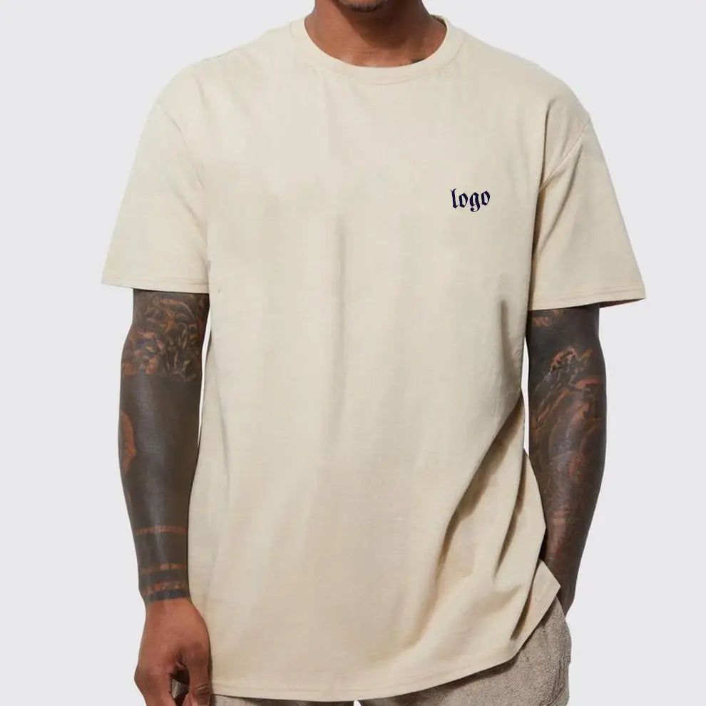Plain Blank Drop Shoulder T-Shirts 100% Cotton Heavyweight Plus Size T Shirts Custom 230g Oversized Mens T Shirt