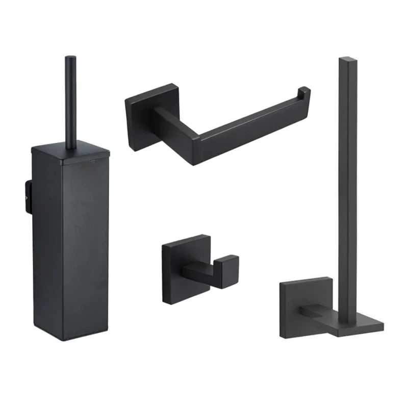 Modern Style Wall Mounted Bathroom Toilet Brush Holder 304 Stainless Steel Toilet Paper Tissue Rack 4 Sets Home Cleaning Brus