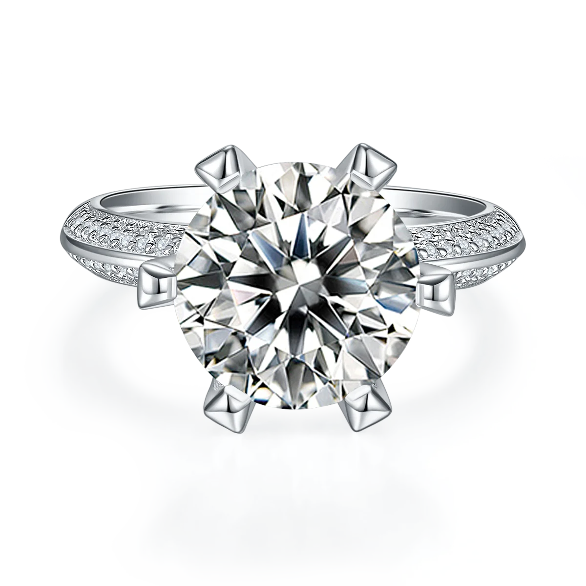 Somen Round Cut 5CT D Grade 18K Platinum Plated 925 Sterling Silver Moissanite Rings for Women Engagement Wedding