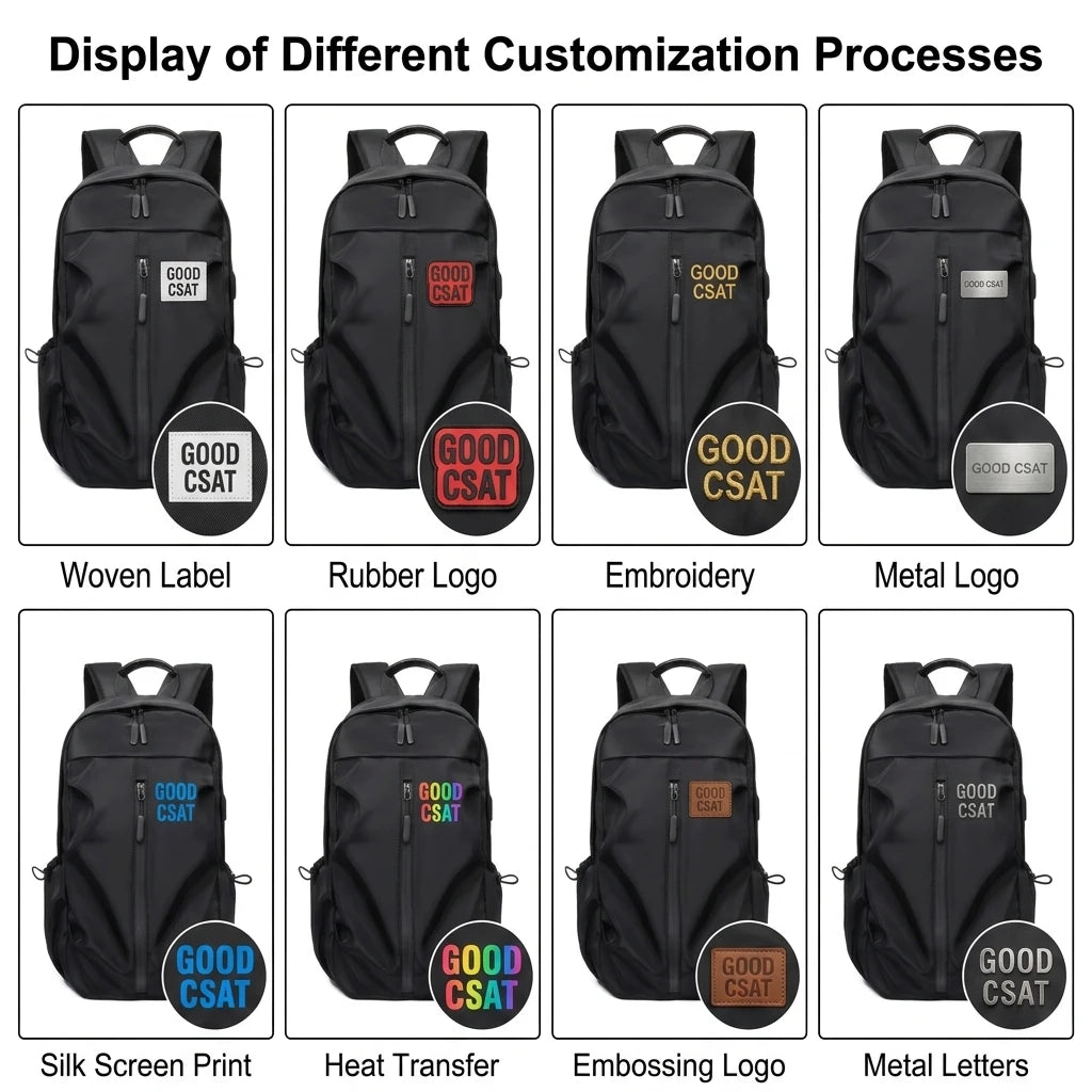 Custom Logo Minimalist Business Laptop Backpack Waterproof USB Charging Port Slim Travel Rucksack for Men Women Office Colleg