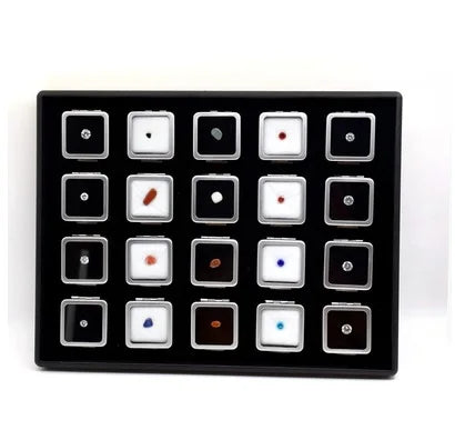 High-end Custom Gemstones Black and Silver Color Metal Box with PU Leather Tray Loose Diamond Gems Storage Display case