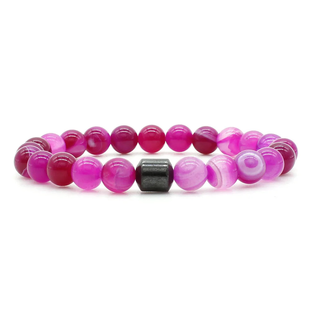 Original Small Magnetic Agate Beaded Bracelet Natural Stone Stripe Fashion Jewelry Bangle Men Women Religious Occasions Gifts