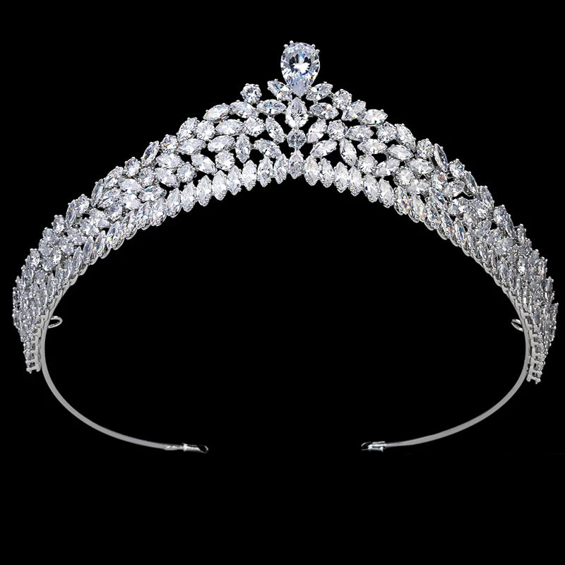 Water Drop 3A+ CZ Zircon Wedding Tiara Design Cubic Zircon Bridal Hair Accessories Crown for Women Corona Princesa BC4968
